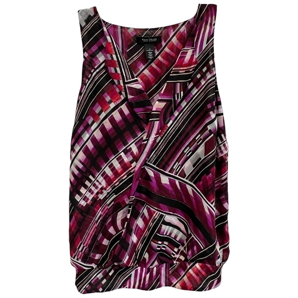 White House Black Market Crossover Geo Print Sleeveless Blouse Top, Size Small